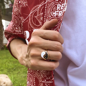 Värviline Kristall Südame Taiji Sõrmustes Meeste/Naiste Trendikas Virnastatav Vait Ring Määratud Mood Vintage Ringi Paar Ehted 2021