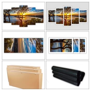 Wall Art Plakatid Home Decor Kaasaegne 5 Paneeli Ilus Päikesetõus Looduslik Maastik HD Prindi Maali Modulaarne Pildid Lõuend