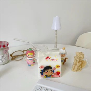 W&G-Korea Cute Cartoon Maasika Piima Väljak piimapakki Soojuse-vastupidavad ja kuumuskindlast Klaasist Kruus Mikrolaineahi Hommikusöök Kruus