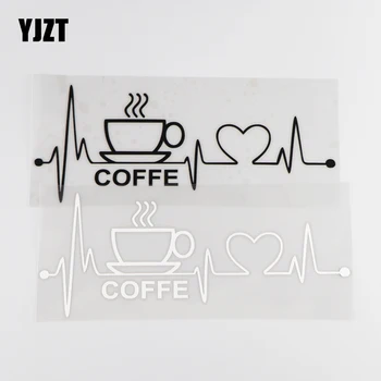YJZT 19.4×7,6 CM ma ARMASTAN COFFE Vinüül Decal Auto Kleebis, Naljakas, Loominguline Heartbeat Must/Hõbe 4C-0430