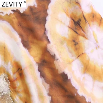 Zevity Naiste Vintage Pits Segast Õie Tie Dye Printimiseks Line Seelik Faldas Mujer Naine Küljel Tõmblukk Vabaaja Midi Seelik QUN805