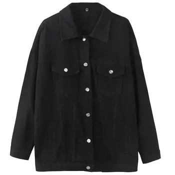 ZQLZ Teksariidest Jakk Naiste 2021 Ühe Karavan Vabaaja Streetwear Lõdvema Must Overcoat Daamid Sügis-Kevadine Vintage Mantel Naine