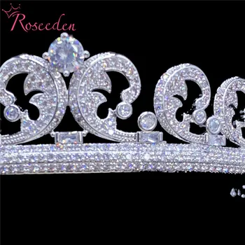 • Kaasamine Tiaras Ja Kroonid Luksus CZ Printsess Võistlused Pulmad Juuksed Tarvikud Pruudi Ehted RE3637