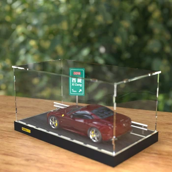 1:24 Auto Mudel Display Box Simulatsiooni Puidust Parkimismaja Mänguasi Akrüülist Tolmukate Diy Käsitöö Auto Mudel Kapp