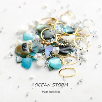 1 karp Segada Ookeani Torm Seeria Küünte Kaunistused Pärl Kest Neet Crystal Nail Art Kive DIY Akrüül Küünte Kivid Kalliskivid Küünte