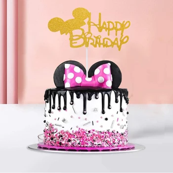 1. Laps Minnie Mickey Sünnipäeva kook Dekoratsioonid Lapsed Pool Kaunistused Paber Õled Teenetemärgi Anniversaire Kasuks