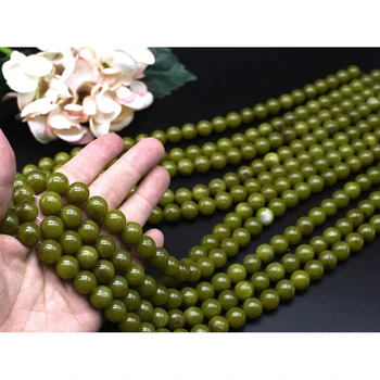 1 suunda 12mm AAAAA Loomulik, Sujuv Oliiviõli Jade Ring Kivi Helmed DIY kaelakee, käevõru ehted tee 15 