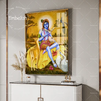 1 tk Kuum Jumal Plakateid elutuba Radha Krishna Buddha Kaasaegse Kodu Decor Seina Pilte HD Print Lõuend Maalid Teoseid