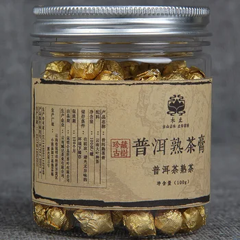 100g/kast Hiina Yunnani Küps, Tee Gold tinafoolium Pakkimine kinkekarbis Vaik Tee Pu ' er Tee Kreem kaalulangus