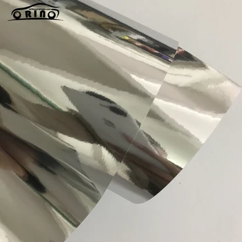 10cm laius Premium Kroom Peegel Hõbe Vinyl Adhesive Wrap Kleebis Auto Decal Film