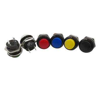 10tk Ring R13-507 16mm Self-reset Lühike Surunupp-Lüliti AC 6A/125V 3A/250V Lüliti Punane Must Valge Kollane Sinine Roheline