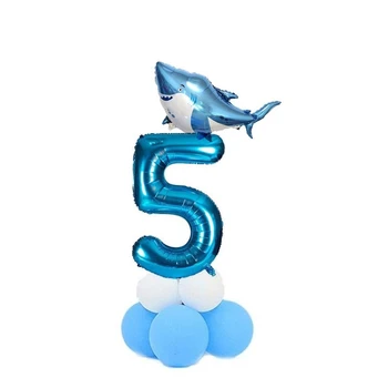 10tk/set Roosa Sinine Hai Number Foolium Lateks Õhupallid Lastele Sünnipäeva Teenetemärgi 1. Sünnipäeva Poiss, Tüdruk Decor Tarvikud
