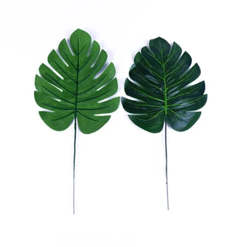 12TK Roheline Troopiliste Palm Leaf Suur Kilpkonn Leaf Bamboo Lehed Kunstlik Taim Pulmapidu söögilaud Aia Kaunistamiseks