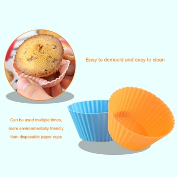 12tk/Set Silikoon Cupcake Kook Cup Bakeware Värviline Ring Shap Muffin Cup Juhul DIY 3D Kook Cupcake Vormid Vidinaid Köök Tööriistad
