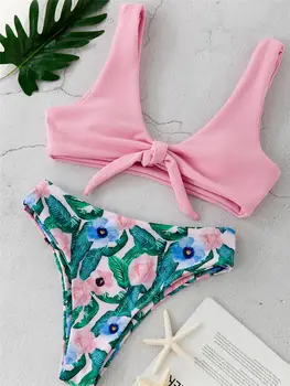 2020 Seksikas Kõrge Kaeluse Bikini Supelpüksid Naiste Ujumistrikoo Push Up ujumispüksid Beach Kanda Brasiilia Bikiinid Komplekti Maillot de bain femme
