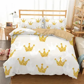 2021 Crown Mustriga Voodipesu Komplekt Princess Tüdruk tekikott Prindi Trööstija voodipesu Komplektid Padjapüürid Kuningas Kuninganna Bedclothes
