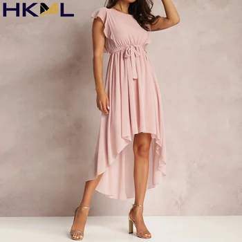 2021 Uus Naiste Kleit Ebaregulaarne Ruffles Värvi Liblikas Varruka Plisseeritud Sifonki Pikk Kleit Maxi Poole Holiday Rüü