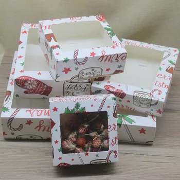 20pcs 6 suurus DIY Valge /Pruun jõulud kasti akna raamatut kinkekarbis kook Pakend Pulm kodu poole muffin pakend