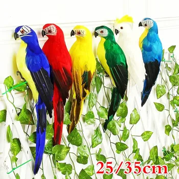 25/35cm Käsitöö Simulatsiooni Papagoi Loominguline Sulg Muru Figuriin Ornament Loomade Lindude Aed Lind Prop Kaunistamiseks Miniatuursed