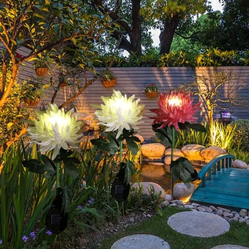2tk LED Päikese Valgus Kunstlik Chrysanthemum Simulatsiooni Lill Väljas Veekindel Aias Muru Panused Lambid Õue Kunsti Kodu