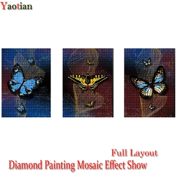 3 Tükki Diamond Värvimine Butterfly Abstract Ristpistes Komplektid Pilt Kive Diamond Tikandid Müük Decor Kodus