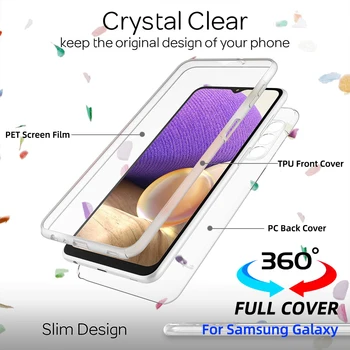 360 Täis Case For Samsung Galaxy S21 FE S20 S10 Lite 5G S10E Ultra S8 S9 Plus S6 S7 Serv Põrutuskindel Läbipaistev, Kaitsev Kate