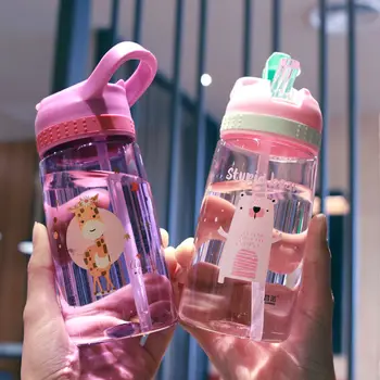 450ml Laste Cute Cartoon Vee Tassi Õpilane kuumuskindlast Plastikust Tassi Creative Anti-sügisel Vee Pudel