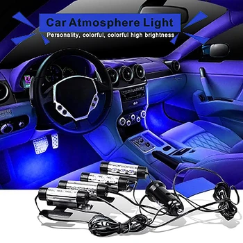 4x LED Sinised Tuled Auto Atmosfääri Kerge Laadimine sigaretisüütaja Auto Sisekujunduses Tuled Lamp 1 Meeter 4Leds