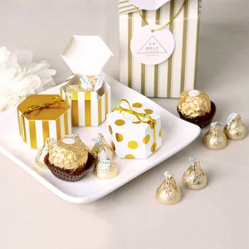 50tk Kuld Must Triip Dot Šokolaadi-Box Mini Küpsist, Kommi, Šokolaadi-Box Ravida Kids Sünnipäeva Asjade Drop Shipping