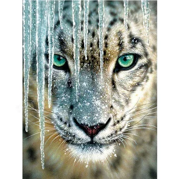 5D Diy Diamond Maali Leopard Loomade Jää Ja Lumi Diamond Tikandid Mosaiik Täis Ruut, Ring Puurida Pulm DecorationZP-4627