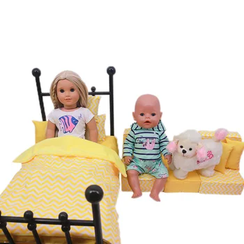 5Piece Nukk Mööbel, Voodi Sheet Set Madrats, Padi 18 Tolline Ameerika Mannekeeni Tüdruk on 43 Cm Uuestisündinud Baby Doll House Tarvikud