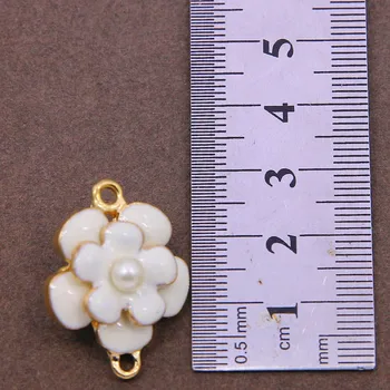 6tk Double layer Flower Pearl Võlusid Sulamist Emailiga Mix link Ripats Naiste Kõrvarõngad, Kaelakee Ehted DIY Tarvik