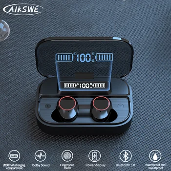 AIKSWE TWS 5.0 Bluetooth Kõrvaklapid 2000mAh Aku Kasti Traadita Kõrvaklapid HIFI Stereo Sport Earbuds Kõrvaklapid Mikrofoniga