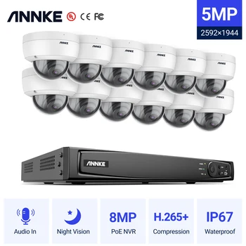 ANNKE 16CH FHD 5MP POE Võrgustik, Video Security System H. 265+ 6MP NVR 12TK 5MP Veekindel Järelevalve POE Kaamerad Audio