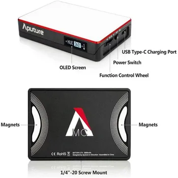Aputure AL-MC-3200K-6500K Portable LED Valgus, mis HSI/TOLLITARIIFID/FX Valgustus Režiimid Video Fotograafia Valgustus AL MC Mini RGB Valgus