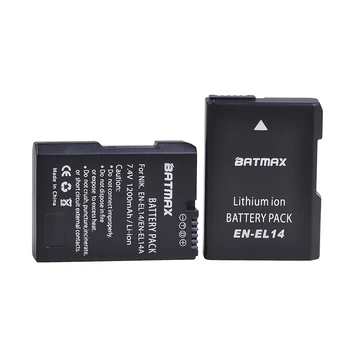 Batmax 2pc ET-EL14a EN-EL14 ENEL14 Aku+LCD USB Dual Charger Nikon D3100 D3200 D3300 D3400 D3500 D5600 D5100 D5200 P7000