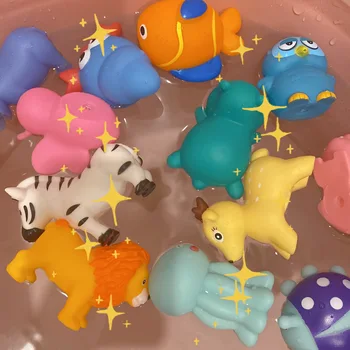 Beebi Vanni-Mänguasjad Armas Segatud Loomade Ujumine Vee Mänguasjad Värviline Pehme Kummist Float Efekti Heli Supelda Mänguasi Baby Kingitused