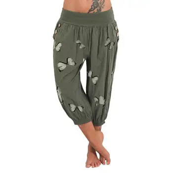Capri Püksid Mood Liblikas Trükitud Haaremi Naiste Suvel Nupud Pant jaoks Streetwear Jogger Püksid Beach Püksid Pluss Suurus