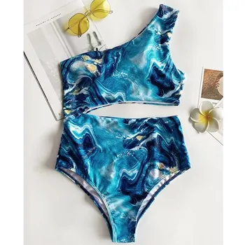 Daamid Suve Bikiinid Ujumine ülikond naiste Sexy Star Prindi Ühe-õla One-piece Bikiinid Ujumistrikoo trikoo Uus E2