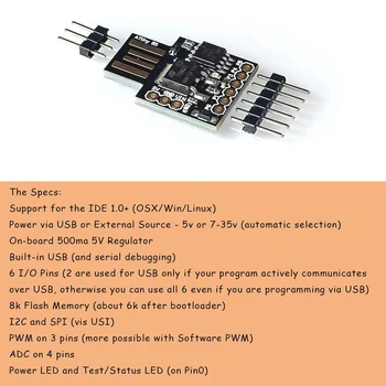 Digispark Kickstarter ATTINY85 jaoks Arduino Üldine Micro-USB Arengu Pardal