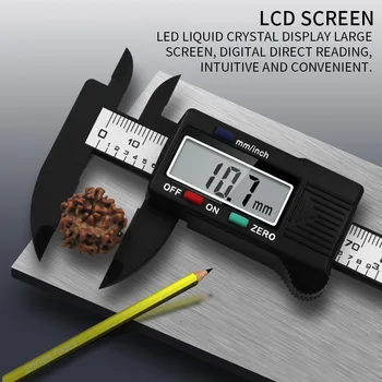 Digitaalne Vernier Paksus 0-150mm LCD Elektrooniline süsinikkiust Kõrgusemõõtja Tolline Ja Millimeeter Konverteerimise Mikromeeter Mõõtmise Vahend