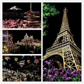 DIY Magic Nullist Maali Pariisi Eiffeli Torn Lasvegas Louvre Veneetsia Kunsti, Käsitöö, Koht Huvi Kodu Deco. Pilt Kingitused