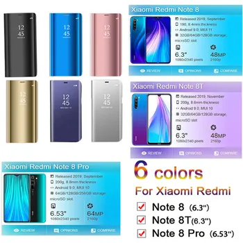 Edasi Xiaomi redmi lisa 8 pro 8t juhul, Smart Mirror Klapp Telefoni Kate note8 t 8pro juhtudel Funda kismi radmi not8 kaitsva kaitseraud