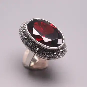Ehtne/Originaal Hõbe 925 Sterling Silver Ring Pulmad Igavik Ring Naiste jaoks Suurepärane Kingitus Daamid Granaat Suur Ring