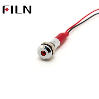 FILN FL1M-6SW-1 6mm punane kollane sinine roheline valge 12v 220v 24v led metalli indikaator signaal pilot lamp, millel on kaabel 20cm