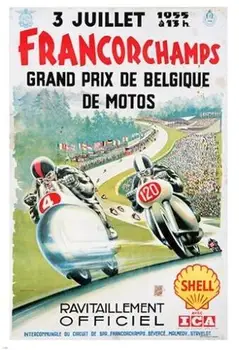 FRANCORCHAMPS belgia grand prix MOOTORRATTAD vintage SILK PLAKAT Dekoratiivset maali 24x36inch