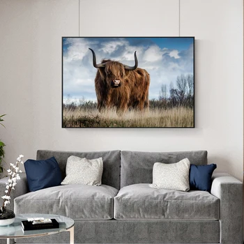 Highland Lehm murul Nordic Art Plakatid Ja Pildid Loomad, Kunst, Pildid Seina Decor Maastiku Maalid elutuba