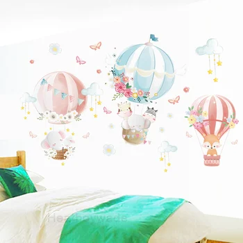 Hot air Balloon Multikas Loomade Seina Kleepsud Lapsed, Lapsed toas Lasteaed Eco-sõbrad, saab kasuta Eemaldatav Seina Decor Eemaldatav PVC Viny