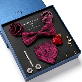 Hot müük kikilips Tütarettevõtjate Tasku Ruutu Cufflink Set Clip Necktie Kasti Dropshipping rõivamanused Paisley