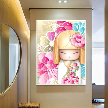 HUACAN DIY 5D Diamond Maali Jaapani Nukk Kodu Kaunistamiseks Täis Puurida Square Tikandid Pildi, Uus